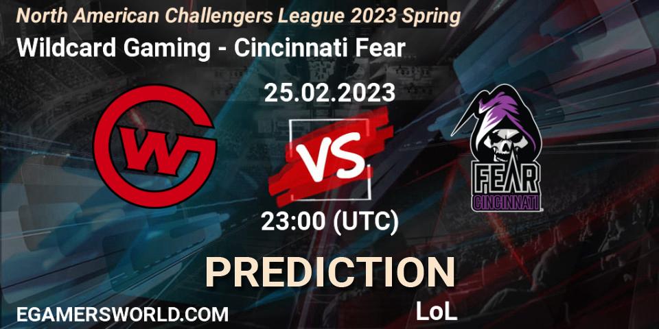Prognoza Wildcard Gaming - Cincinnati Fear. 25.02.2023 at 23:00, LoL, NACL 2023 Spring - Group Stage