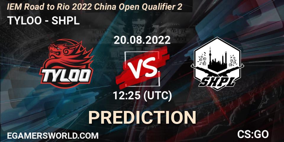 Prognoza TYLOO - SHPL. 20.08.2022 at 12:25, Counter-Strike (CS2), IEM Road to Rio 2022 China Open Qualifier 2