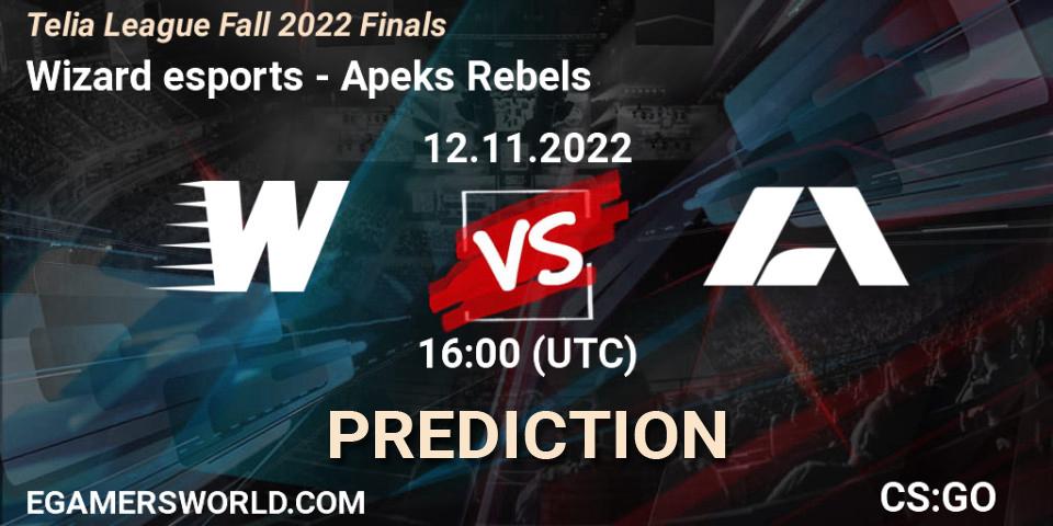 Prognoza Wizard esports - Apeks Rebels. 12.11.2022 at 16:00, Counter-Strike (CS2), Telia League Fall 2022 Finals