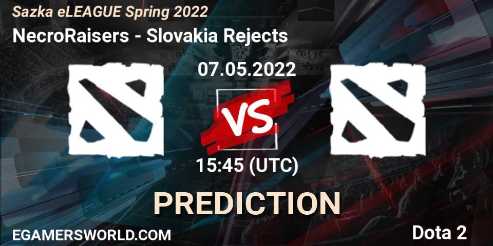 Prognoza NecroRaisers - Slovakia Rejects. 07.05.2022 at 16:15, Dota 2, Sazka eLEAGUE Spring 2022