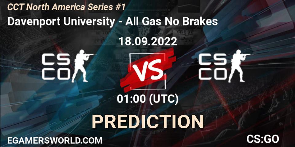 Prognoza Davenport University - All Gas No Brakes. 18.09.22, CS2 (CS:GO), CCT North America Series #1