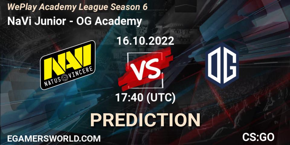 Prognoza NaVi Junior - OG Academy. 28.10.2022 at 15:55, Counter-Strike (CS2), WePlay Academy League Season 6