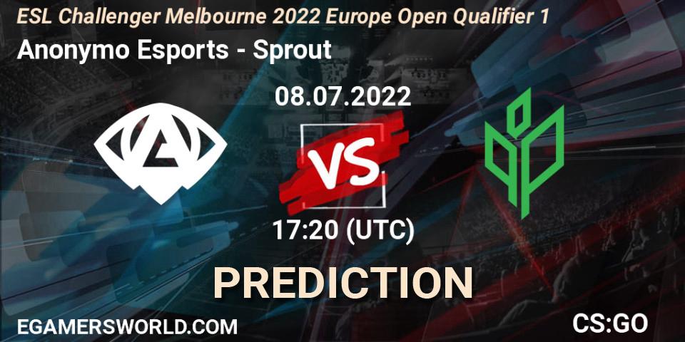 Prognoza Anonymo Esports - Sprout. 08.07.2022 at 17:30, Counter-Strike (CS2), ESL Challenger Melbourne 2022 Europe Open Qualifier 1