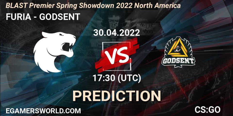 Prognoza FURIA - GODSENT. 30.04.2022 at 16:55, Counter-Strike (CS2), BLAST Premier Spring Showdown 2022 North America