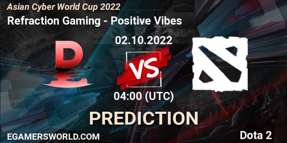 Prognoza Refraction Gaming - Positive Vibes. 02.10.2022 at 04:14, Dota 2, Asian Cyber World Cup 2022