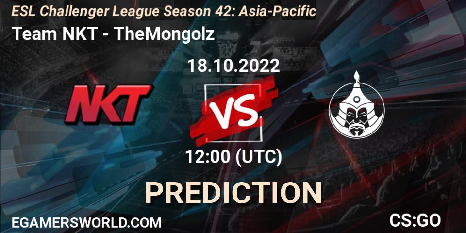 Prognoza Team NKT - TheMongolz. 18.10.2022 at 12:00, Counter-Strike (CS2), ESL Challenger League Season 42: Asia-Pacific