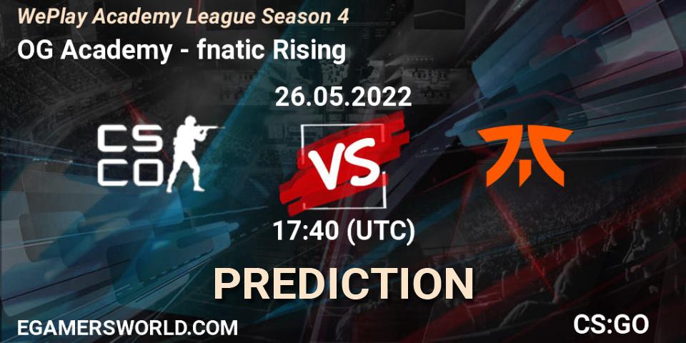 Prognoza OG Academy - fnatic Rising. 26.05.2022 at 17:40, Counter-Strike (CS2), WePlay Academy League Season 4