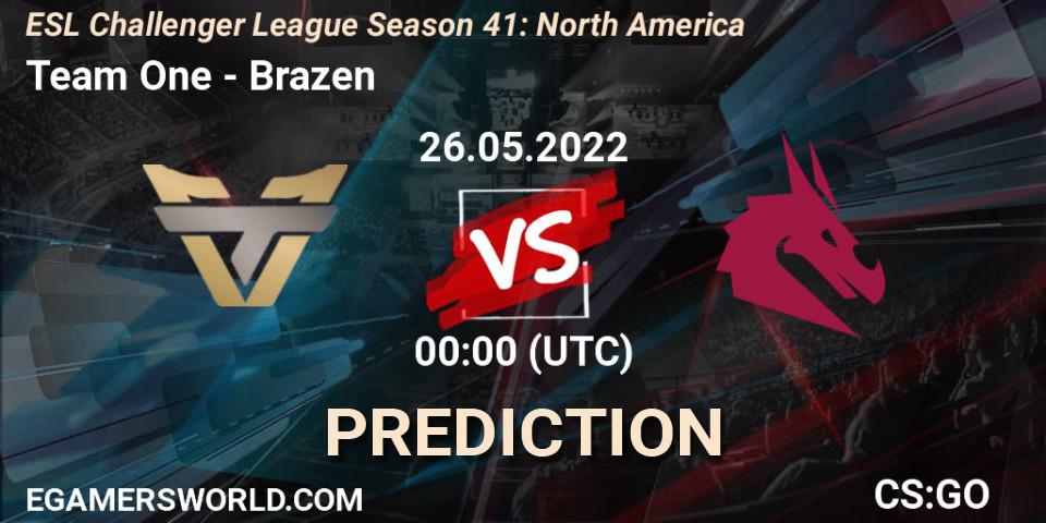 Prognoza Team One - Brazen. 26.05.2022 at 00:00, Counter-Strike (CS2), ESL Challenger League Season 41: North America