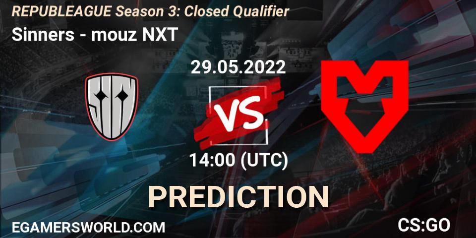 Prognoza Sinners - mouz NXT. 29.05.2022 at 14:00, Counter-Strike (CS2), REPUBLEAGUE Season 3: Closed Qualifier
