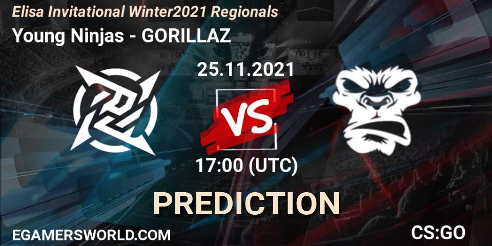 Prognoza Young Ninjas - GORILLAZ. 25.11.2021 at 17:00, Counter-Strike (CS2), Elisa Invitational Winter 2021 Regionals