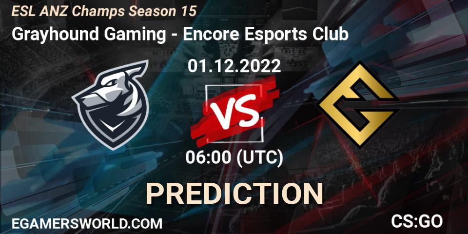 Prognoza Grayhound Gaming - Encore Esports Club. 01.12.2022 at 06:00, Counter-Strike (CS2), ESL ANZ Champs Season 15
