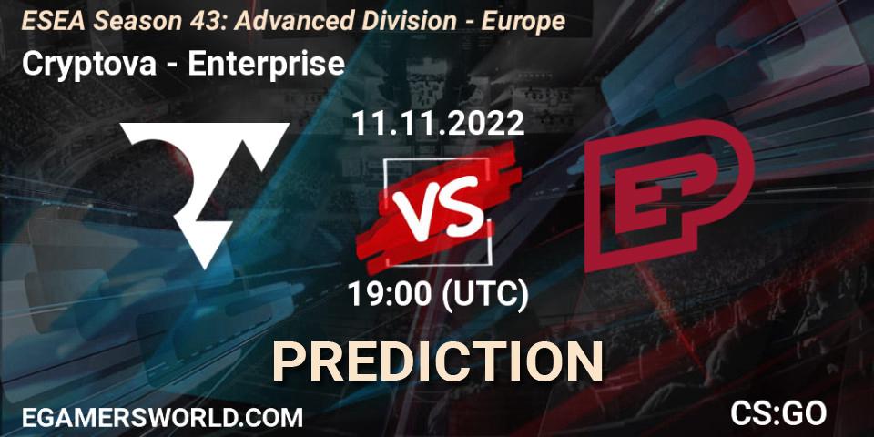 Prognoza Cryptova - Enterprise. 11.11.2022 at 19:00, Counter-Strike (CS2), ESEA Season 43: Advanced Division - Europe