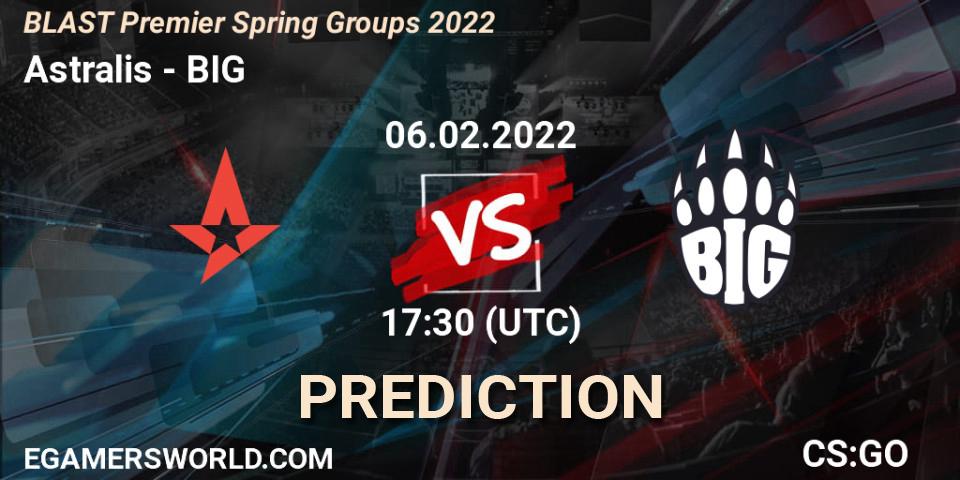 Prognoza Astralis - BIG. 06.02.2022 at 17:30, Counter-Strike (CS2), BLAST Premier Spring Groups 2022