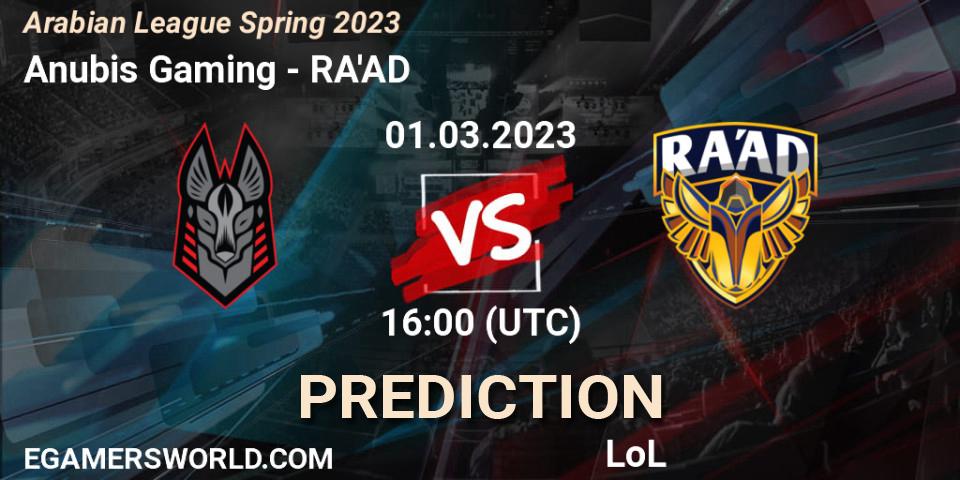 Prognoza Anubis Gaming - RA'AD. 08.02.23, LoL, Arabian League Spring 2023