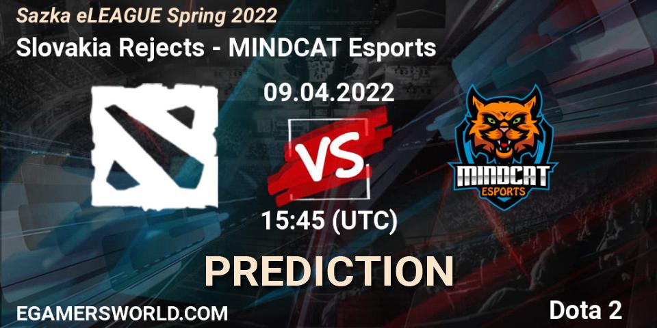 Prognoza Slovakia Rejects - MINDCAT Esports. 09.04.2022 at 16:00, Dota 2, Sazka eLEAGUE Spring 2022