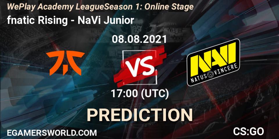 Prognoza fnatic Rising - NaVi Junior. 08.08.2021 at 17:00, Counter-Strike (CS2), WePlay Academy League Season 1: Online Stage
