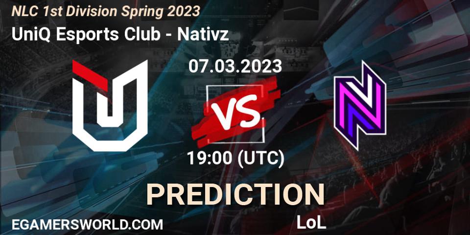 Prognoza UniQ Esports Club - Nativz. 08.02.23, LoL, NLC 1st Division Spring 2023