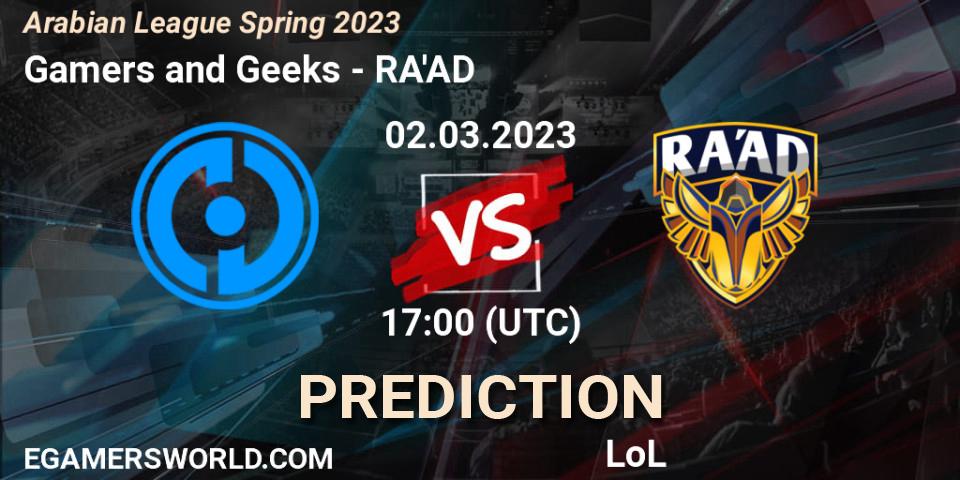 Prognoza Gamers and Geeks - RA'AD. 09.02.23, LoL, Arabian League Spring 2023