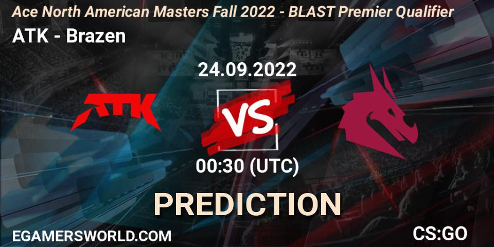 Prognoza ATK - Brazen. 24.09.2022 at 01:45, Counter-Strike (CS2), FiReLEAGUE 2022: North America - BLAST Premier Qualifier