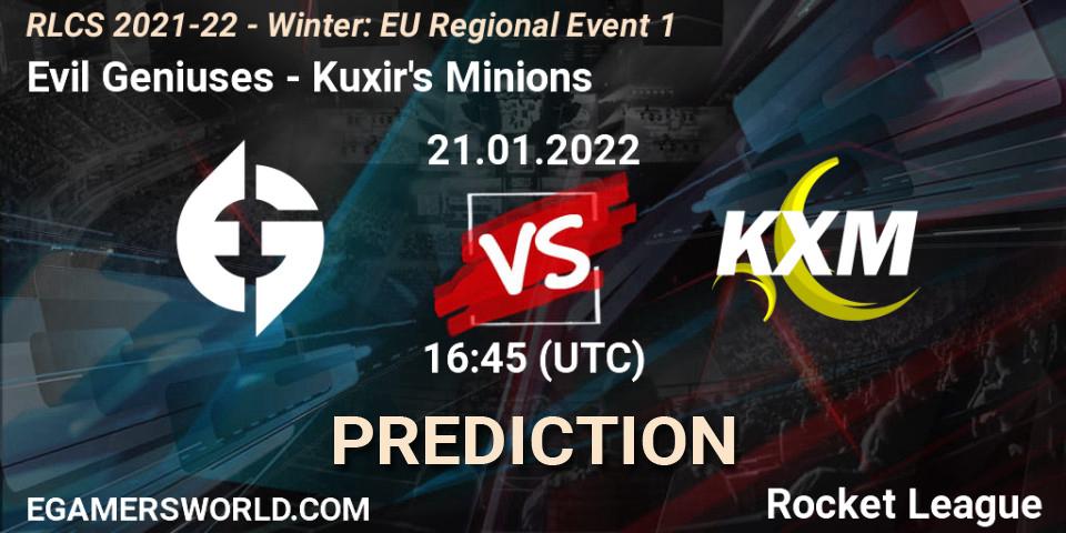 Prognoza Evil Geniuses - Kuxir's Minions. 21.01.2022 at 16:45, Rocket League, RLCS 2021-22 - Winter: EU Regional Event 1