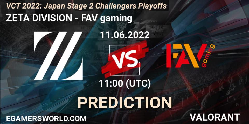 Prognoza ZETA DIVISION - FAV gaming. 11.06.2022 at 12:10, VALORANT, VCT 2022: Japan Stage 2 Challengers Playoffs