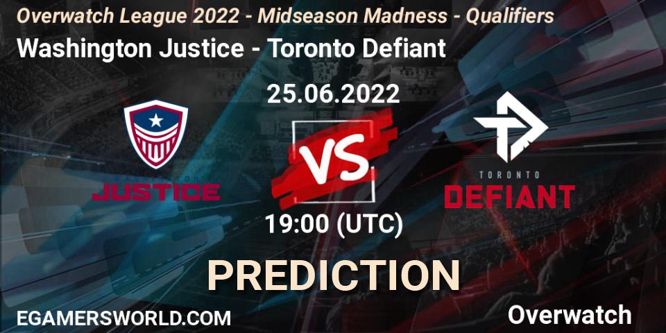 Prognoza Washington Justice - Toronto Defiant. 25.06.2022 at 19:00, Overwatch, Overwatch League 2022 - Midseason Madness - Qualifiers