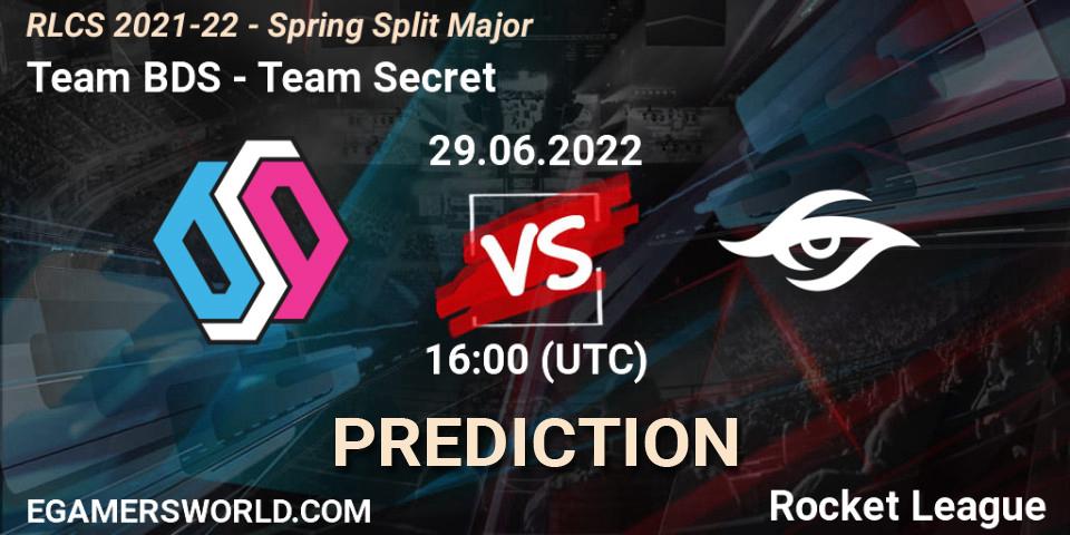 Prognoza Team BDS - Team Secret. 29.06.2022 at 16:00, Rocket League, RLCS 2021-22 - Spring Split Major