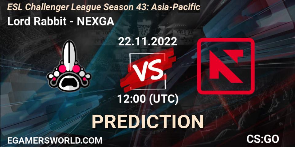 Prognoza Lord Rabbit - NEXGA. 22.11.2022 at 12:00, Counter-Strike (CS2), ESL Challenger League Season 43: Asia-Pacific