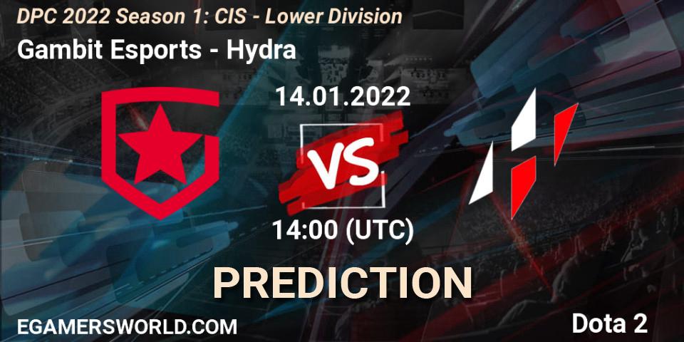 Prognoza Gambit Esports - Hydra. 14.01.2022 at 14:01, Dota 2, DPC 2022 Season 1: CIS - Lower Division