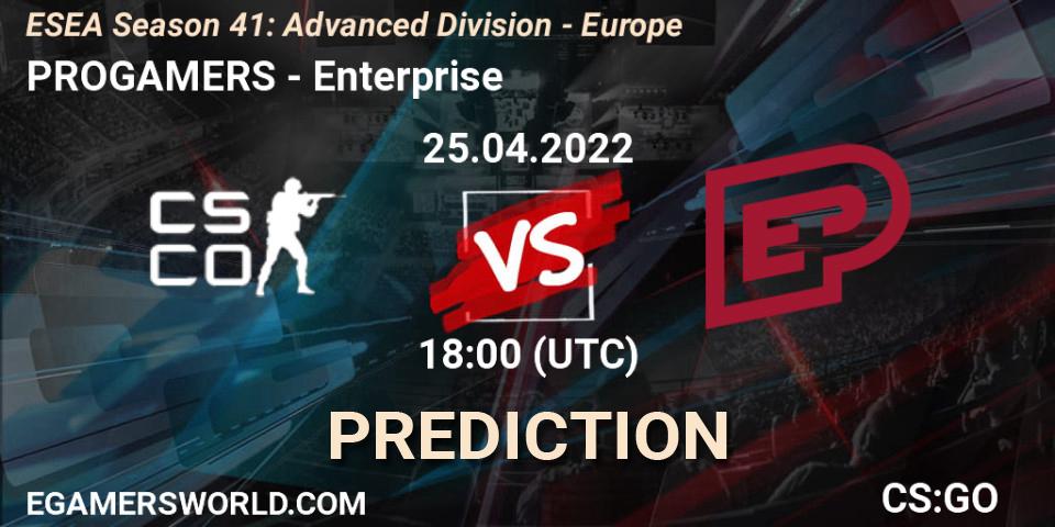 Prognoza ProGamers - Enterprise. 25.04.2022 at 18:00, Counter-Strike (CS2), ESEA Season 41: Advanced Division - Europe
