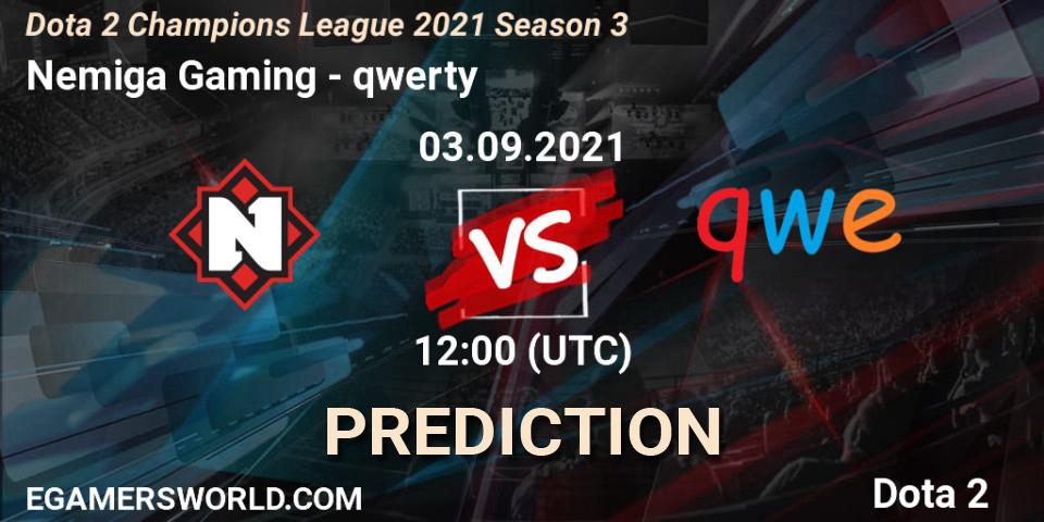 Prognoza Nemiga Gaming - qwerty. 02.09.2021 at 15:01, Dota 2, Dota 2 Champions League 2021 Season 3