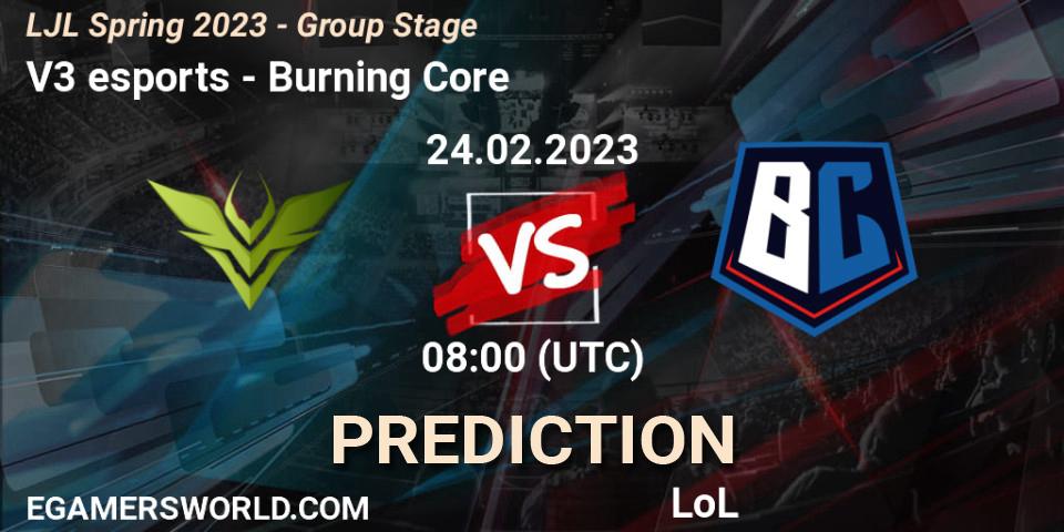 Prognoza V3 esports - Burning Core. 24.02.23, LoL, LJL Spring 2023 - Group Stage