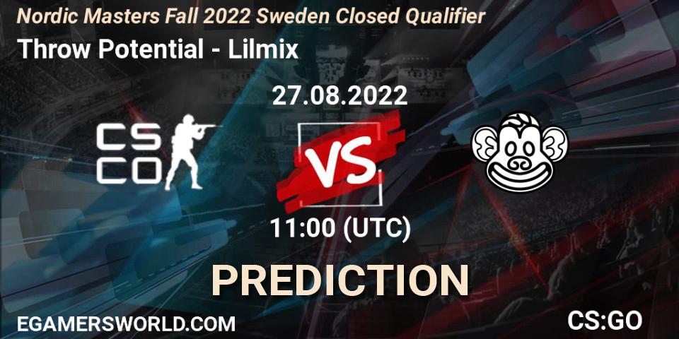 Prognoza Throw Potential - Lilmix. 27.08.2022 at 11:00, Counter-Strike (CS2), Nordic Masters Fall 2022 Sweden Closed Qualifier