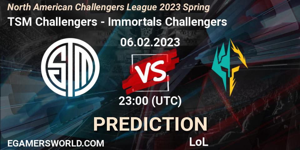 Prognoza TSM Challengers - Immortals Challengers. 06.02.23, LoL, NACL 2023 Spring - Group Stage