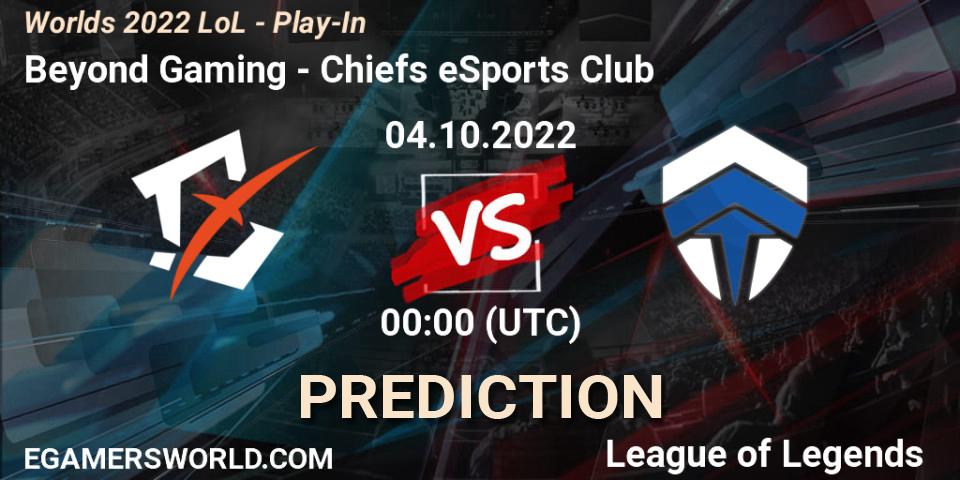 Prognoza Chiefs eSports Club - Beyond Gaming. 02.10.2022 at 01:00, LoL, Worlds 2022 LoL - Play-In