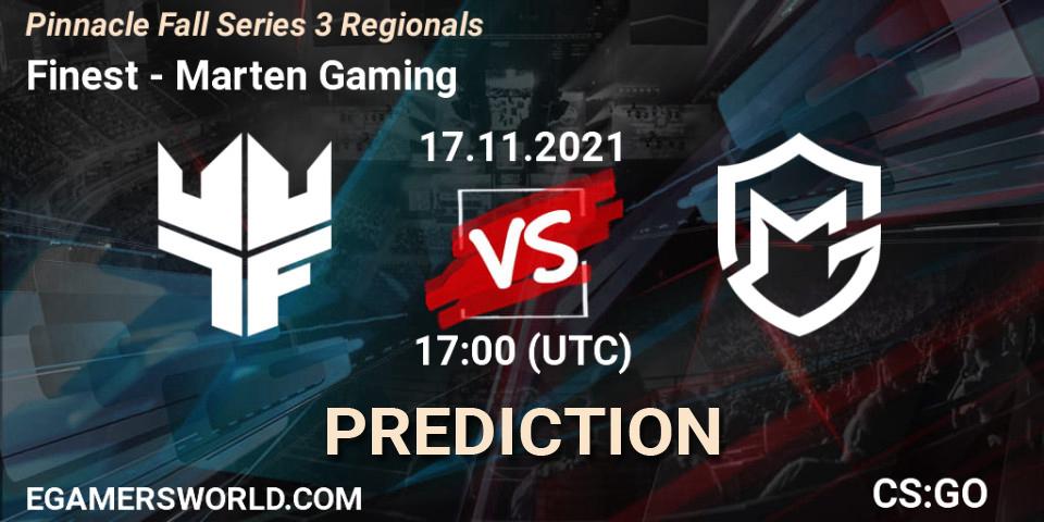 Prognoza Finest - Marten Gaming. 17.11.2021 at 17:15, Counter-Strike (CS2), Pinnacle Fall Series 3 Regionals
