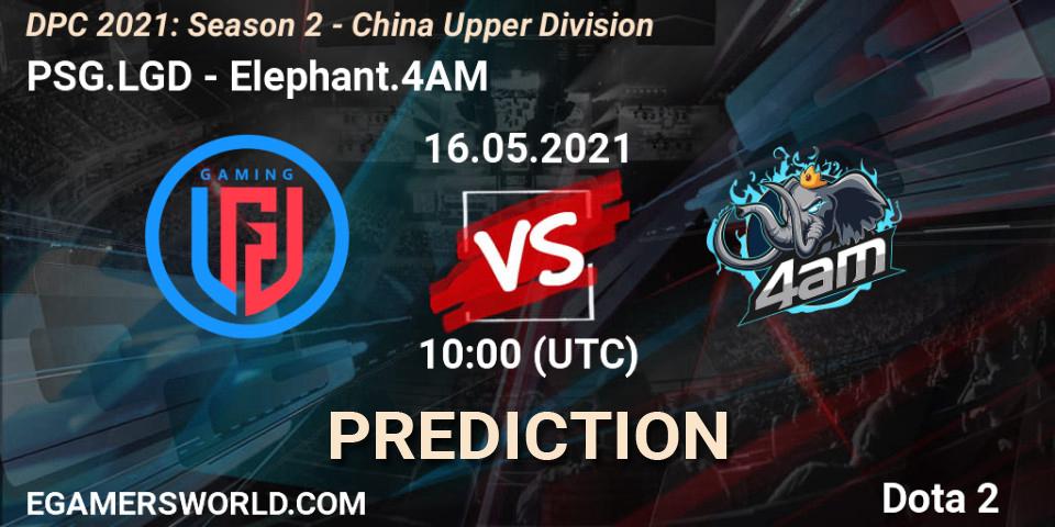 Prognoza PSG.LGD - Elephant.4AM. 16.05.2021 at 09:55, Dota 2, DPC 2021: Season 2 - China Upper Division