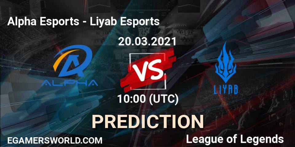 Prognoza Alpha Esports - Liyab Esports. 20.03.2021 at 11:30, LoL, PCS Spring 2021 - Group Stage