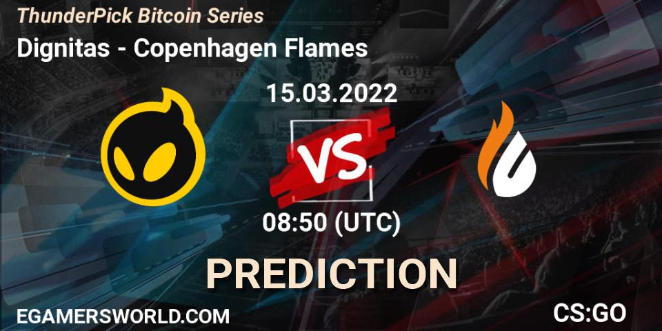 Prognoza Dignitas - Copenhagen Flames. 15.03.2022 at 12:20, Counter-Strike (CS2), ThunderPick Bitcoin Series