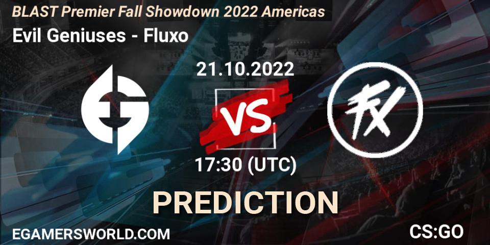 Prognoza Evil Geniuses - Fluxo. 21.10.2022 at 18:20, Counter-Strike (CS2), BLAST Premier Fall Showdown 2022 Americas