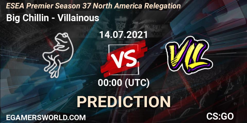 Prognoza Big Chillin - Villainous. 14.07.2021 at 00:00, Counter-Strike (CS2), ESEA Premier Season 37 North America Relegation