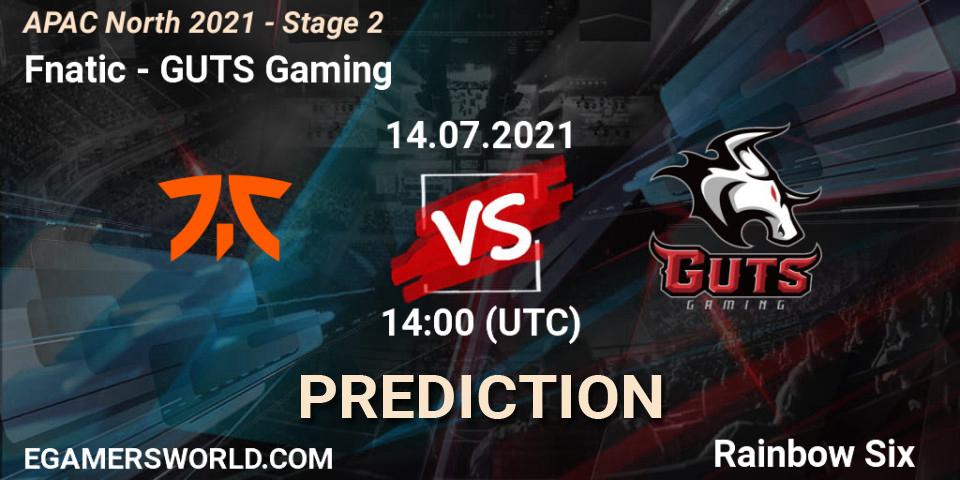 Prognoza Fnatic - GUTS Gaming. 14.07.2021 at 13:00, Rainbow Six, APAC North 2021 - Stage 2
