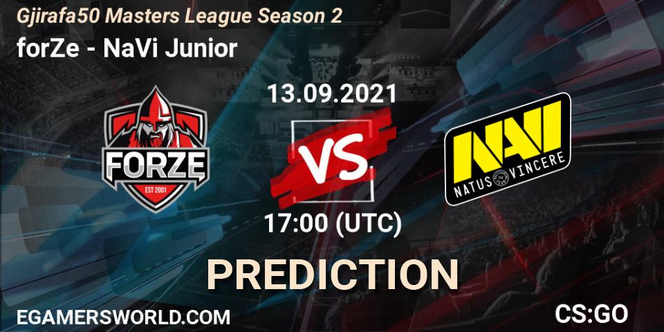 Prognoza forZe - NaVi Junior. 13.09.21, CS2 (CS:GO), Gjirafa50 Masters League Season 2