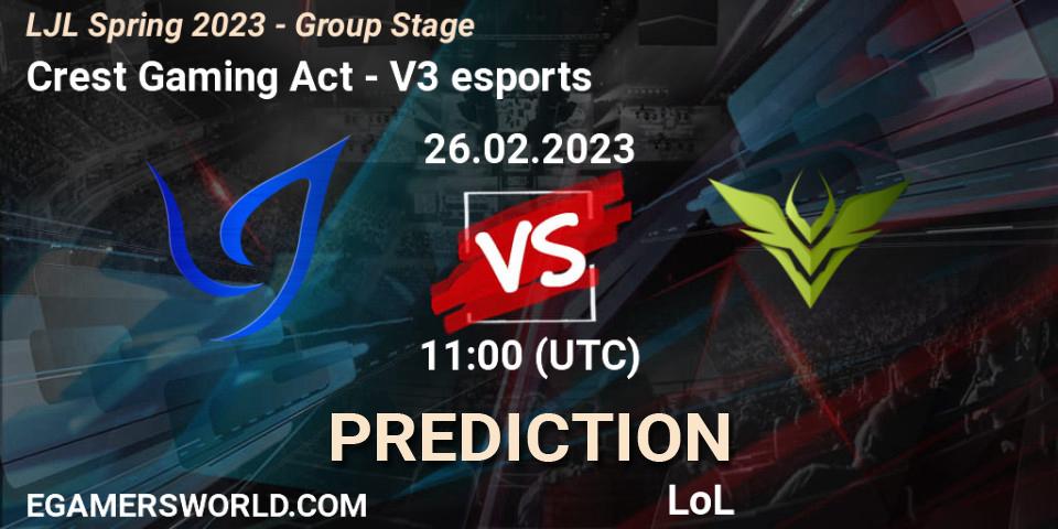 Prognoza Crest Gaming Act - V3 esports. 26.02.2023 at 11:00, LoL, LJL Spring 2023 - Group Stage