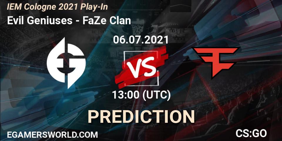 Prognoza Evil Geniuses - FaZe Clan. 06.07.2021 at 13:35, Counter-Strike (CS2), IEM Cologne 2021 Play-In