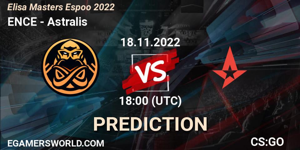 Prognoza ENCE - Astralis. 18.11.2022 at 18:15, Counter-Strike (CS2), Elisa Masters Espoo 2022