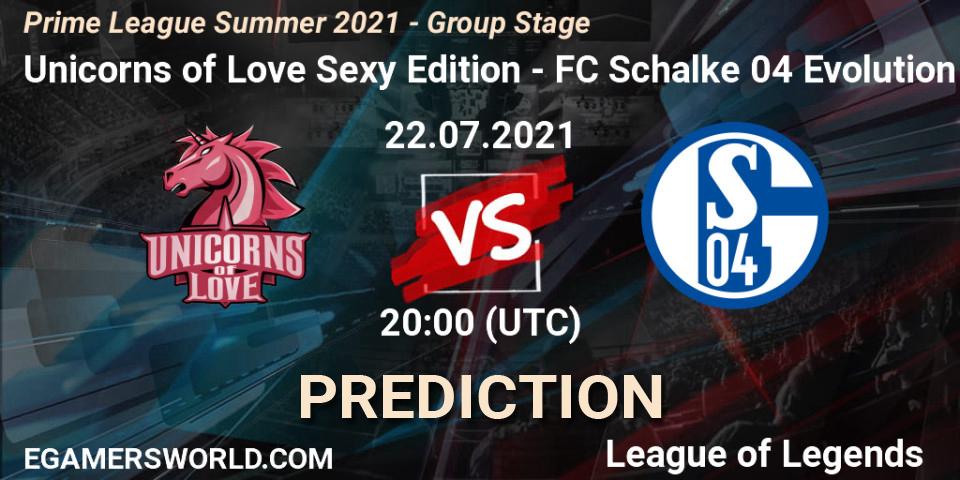 Prognoza Unicorns of Love Sexy Edition - FC Schalke 04 Evolution. 22.07.21, LoL, Prime League Summer 2021 - Group Stage