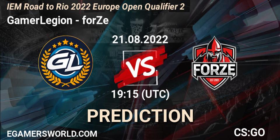 Prognoza GamerLegion - forZe. 21.08.2022 at 19:15, Counter-Strike (CS2), IEM Road to Rio 2022 Europe Open Qualifier 2