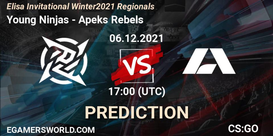 Prognoza Young Ninjas - Apeks Rebels. 06.12.2021 at 17:35, Counter-Strike (CS2), Elisa Invitational Winter 2021 Regionals