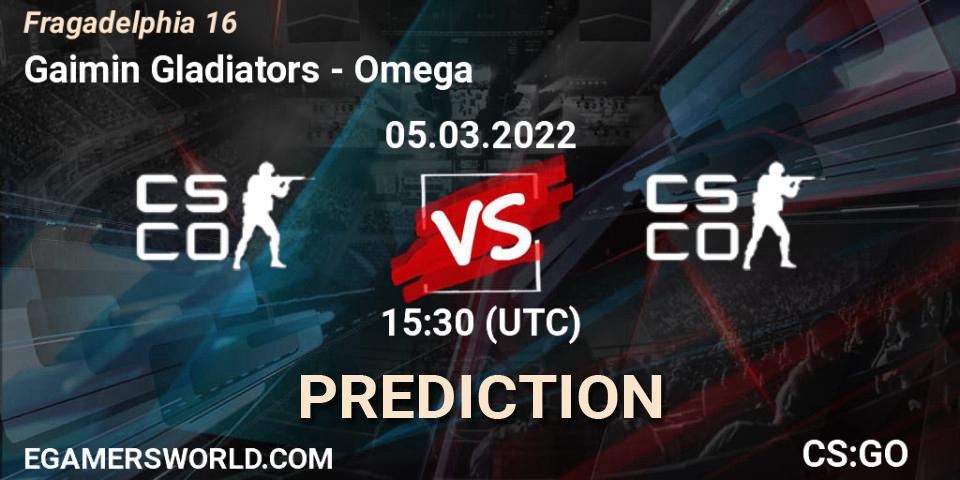 Prognoza Gaimin Gladiators - Omega. 05.03.2022 at 15:55, Counter-Strike (CS2), Fragadelphia 16